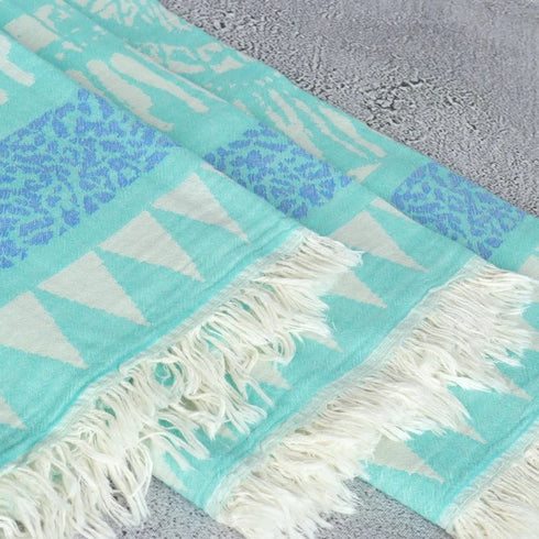 トルコ・バスタオル・ペシュテマル・オリエンタル柄ミントグリーン