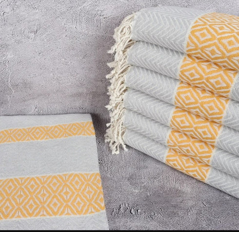 トルコ・バスタオル・ペシュテマル・ダイヤ柄GY