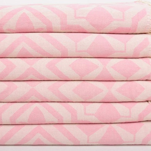 トルコ・バスタオル・ペシュテマル・リリー柄・ピンク