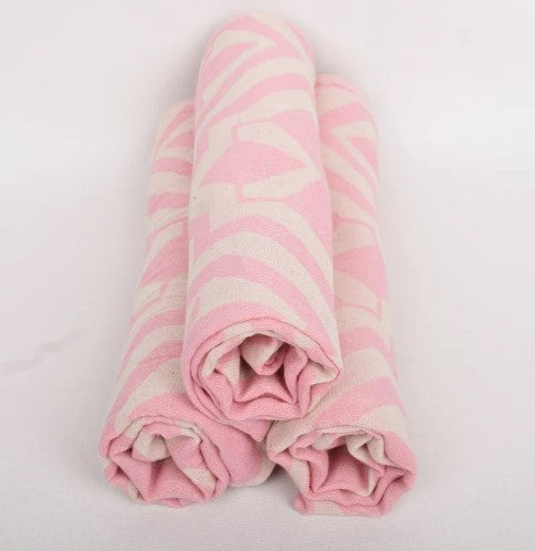 トルコ・バスタオル・ペシュテマル・リリー柄・ピンク