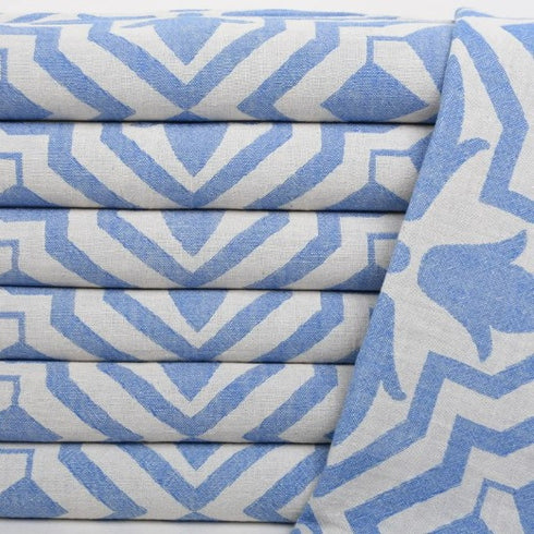 トルコ・バスタオル・ペシュテマル・リリー柄・ブルー