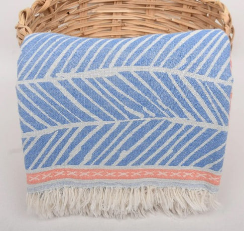 トルコ・バスタオル・ペシュテマル・コラッテラ・ブルー