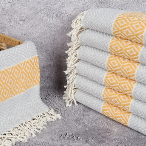 トルコ・バスタオル・ペシュテマル・ダイヤ柄GY