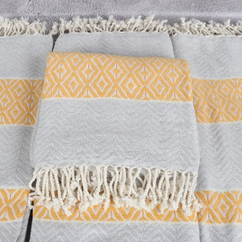 トルコ・バスタオル・ペシュテマル・ダイヤ柄GY