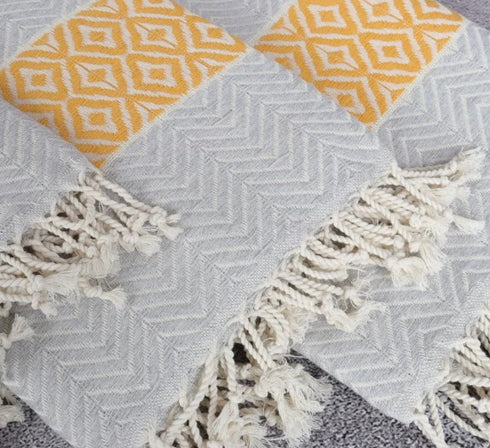 トルコ・バスタオル・ペシュテマル・ダイヤ柄GY