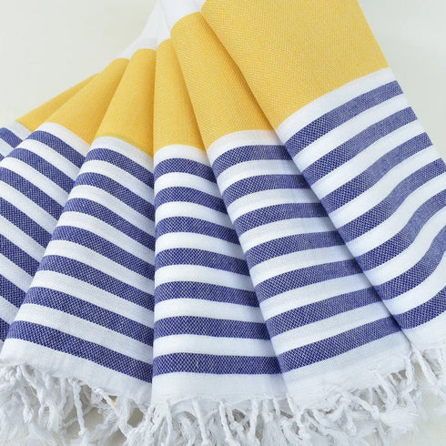 トルコ・ビーチタオル・ボーダー・イエローボーダー