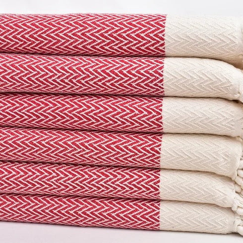 トルコ・キッチンタオル・ペシュテマル/レッド・Zigzag