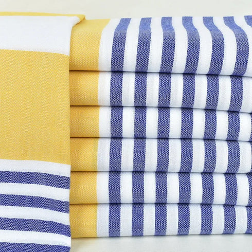 トルコ・ビーチタオル・ボーダー・イエローボーダー