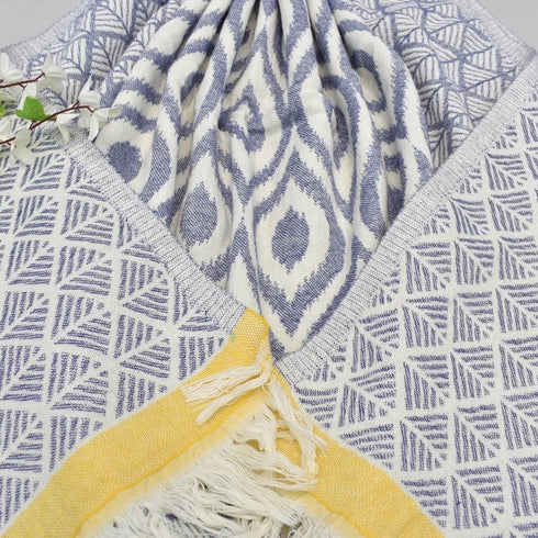 トルコ・バスタオル・ペシュテマル・オリエンタル柄ネイビー