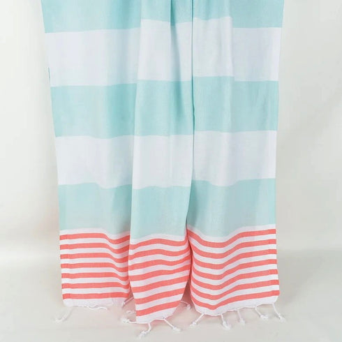 トルコ・ビーチタオル・ボーダー・ミントグリーン