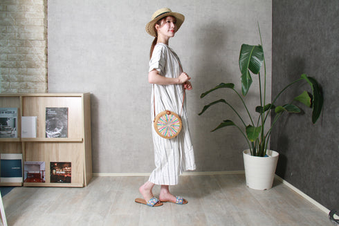 【手刺繡の煌めくサンダル】サンダル・デニムジャズ