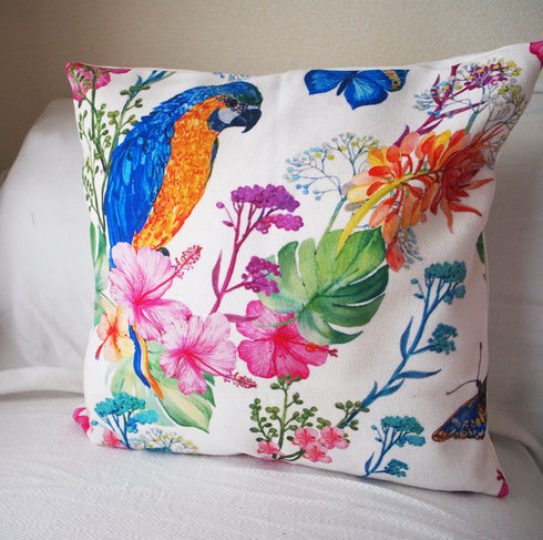 【カラフル・フォレスト】クッションカバー・インコ
