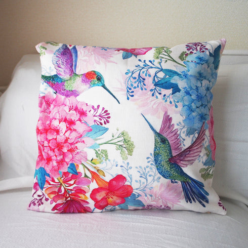 【カラフル・フォレスト】クッションカバー・ハチドリ