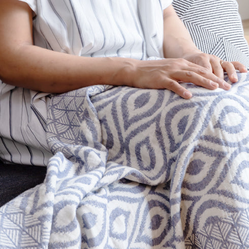 トルコ・バスタオル・ペシュテマル・オリエンタル柄ブルー