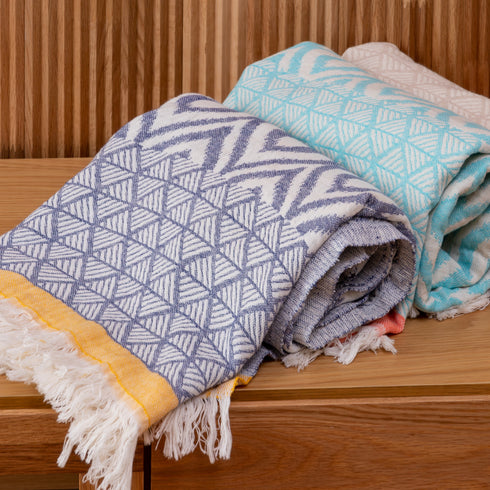 トルコ・バスタオル・ペシュテマル・オリエンタル柄ネイビー