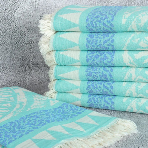 トルコ・バスタオル・ペシュテマル・オリエンタル柄ミントグリーン