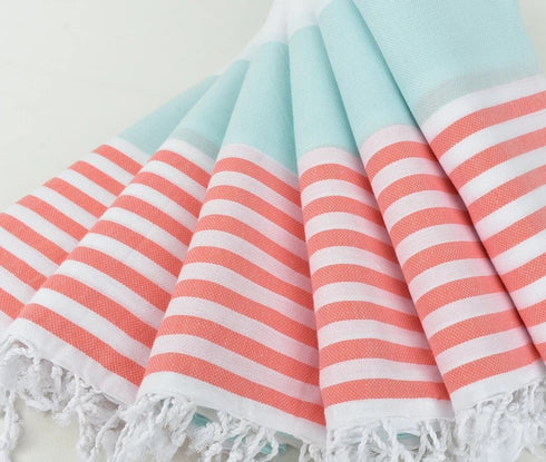 トルコ・ビーチタオル・ボーダー・ミントグリーン