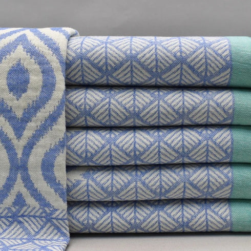 トルコ・バスタオル・ペシュテマル・オリエンタル柄ブルー