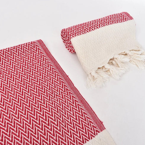 トルコ・キッチンタオル・ペシュテマル/レッド・Zigzag