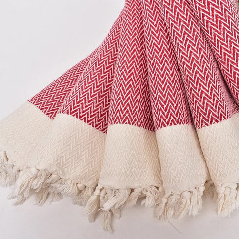 トルコ・キッチンタオル・ペシュテマル/レッド・Zigzag