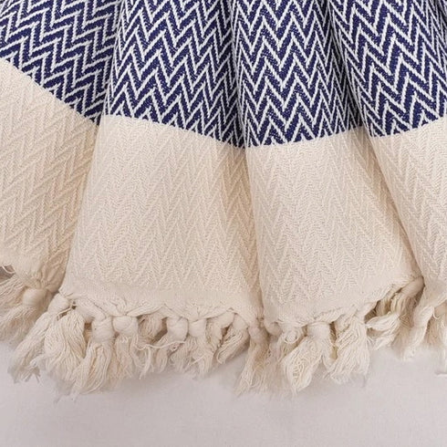 トルコ・キッチンタオル・ペシュテマル/ネイビー・Zigzag