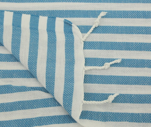 トルコ・ビーチタオル・ボーダー・マリンブルー