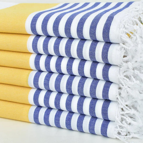 トルコ・ビーチタオル・ボーダー・イエローボーダー