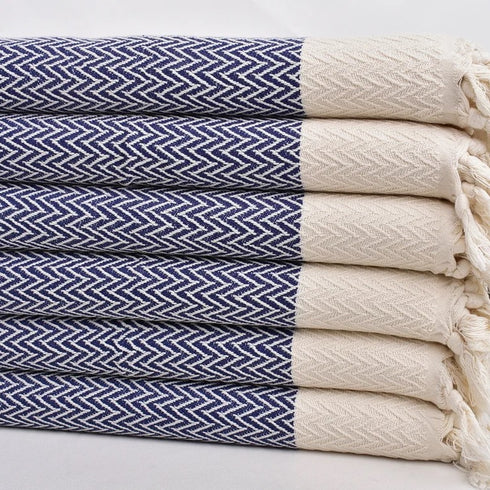 トルコ・キッチンタオル・ペシュテマル/ネイビー・Zigzag
