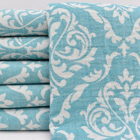 トルコ・バスタオル・ペシュテマル・ボタニカル柄・ミントグリーン