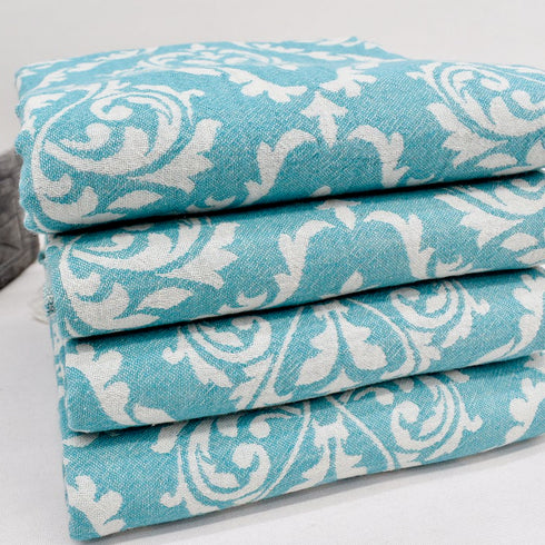 トルコ・バスタオル・ペシュテマル・ボタニカル柄・ミントグリーン