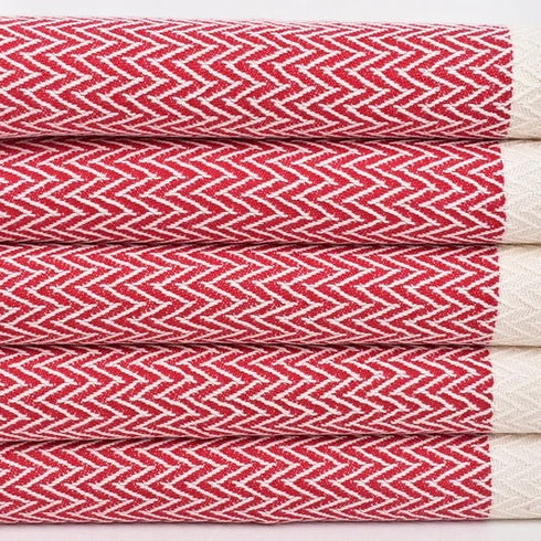 トルコ・キッチンタオル・ペシュテマル/レッド・Zigzag