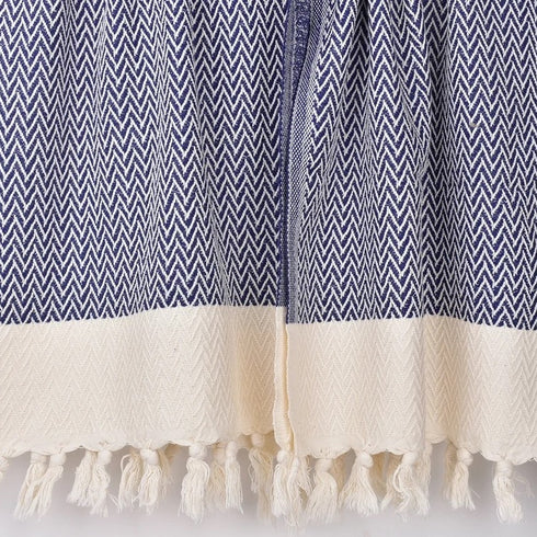 トルコ・キッチンタオル・ペシュテマル/ネイビー・Zigzag