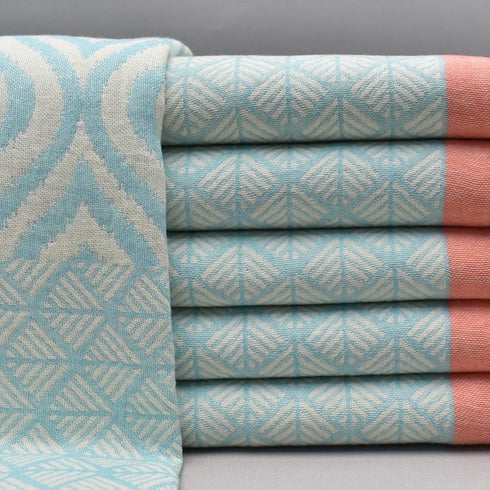 トルコ・バスタオル・ペシュテマル・オリエンタル柄ミントグリーン