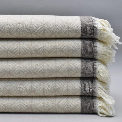 トルコ・バスタオル・ペシュテマル・オリエンタル柄ベージュ