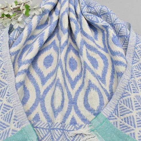 トルコ・バスタオル・ペシュテマル・オリエンタル柄ブルー