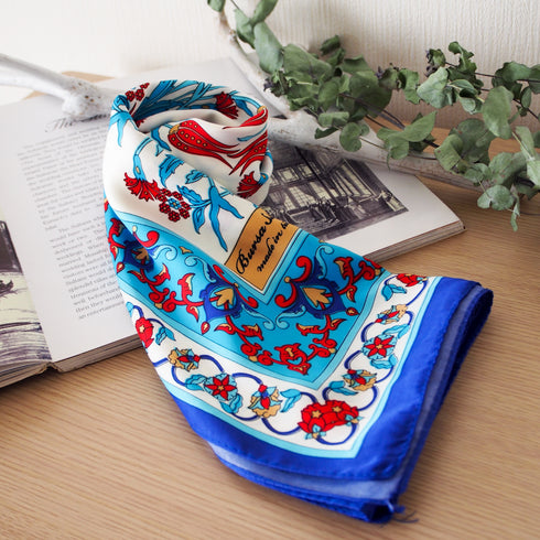 【オリエンタルな模様と神秘的なカラーが魅力】トルコ・オリエンタルショールスカーフ・タイル柄ルビー