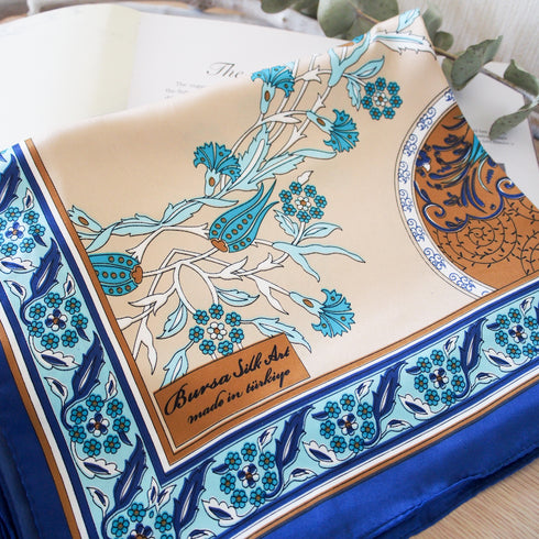 【オリエンタルな模様と神秘的なカラーが魅力】トルコ・オリエンタルショールスカーフ・ミントGR