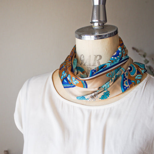 【オリエンタルな模様と神秘的なカラーが魅力】トルコ・オリエンタルショールスカーフ・ミントGR