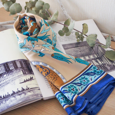 【オリエンタルな模様と神秘的なカラーが魅力】トルコ・オリエンタルショールスカーフ・ミントGR