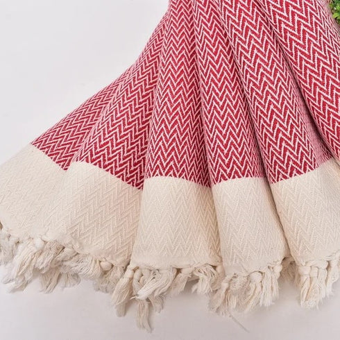 トルコ・キッチンタオル・ペシュテマル/レッド・Zigzag
