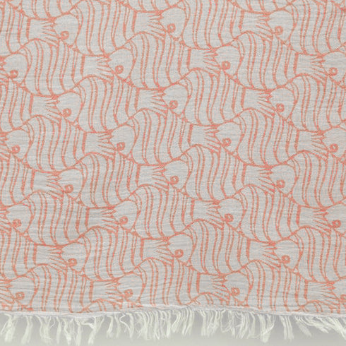 トルコ・フェイスタオル・ペシュテマル・フィッシュ柄・オレンジ柄