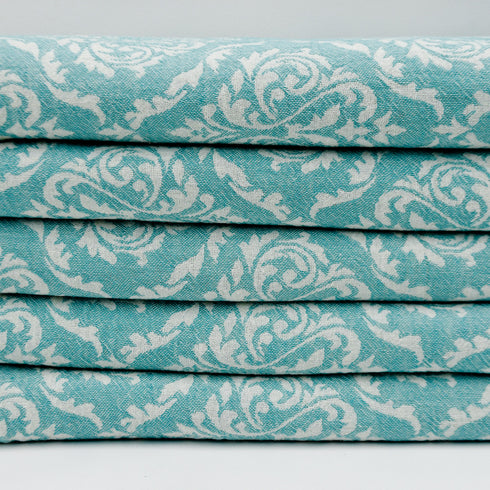 トルコ・フェイスタオル・ボタニカル柄・ミントグリーン