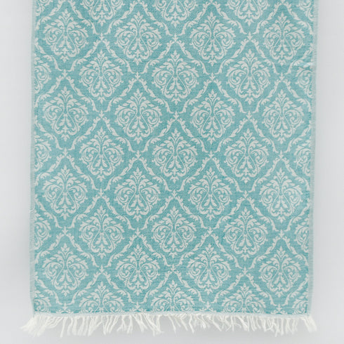 トルコ・フェイスタオル・ボタニカル柄・ミントグリーン