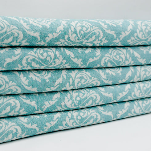 トルコ・フェイスタオル・ボタニカル柄・ミントグリーン