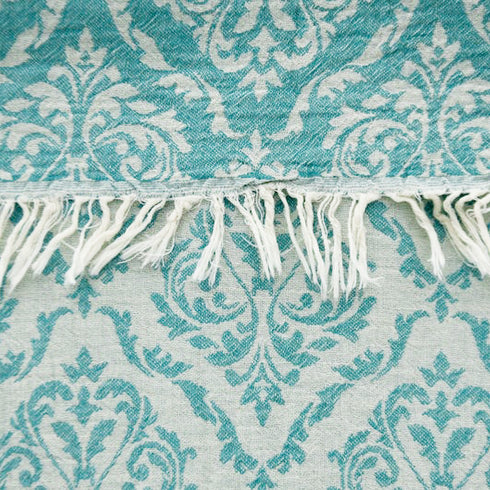 トルコ・フェイスタオル・ボタニカル柄・ミントグリーン