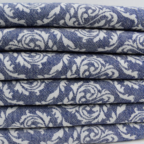 トルコ・タオル・ペシュテマル・ボタニカル柄・ネイビー