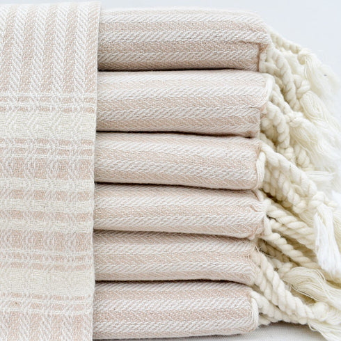 トルコ・キッチンタオル・ペシュテマル/ボーダーベージュ