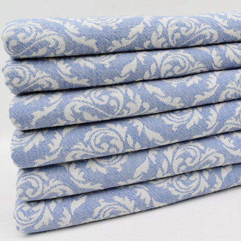 トルコ・フェイスタオル・ボタニカル柄・アッシュブルー