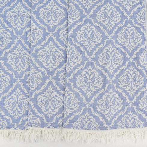 トルコ・フェイスタオル・ボタニカル柄・アッシュブルー