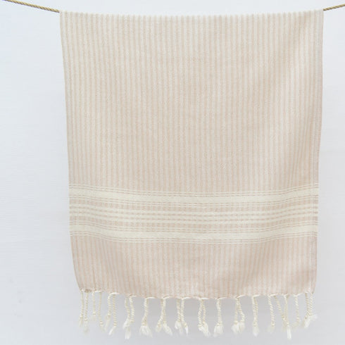 トルコ・キッチンタオル・ペシュテマル/ボーダーベージュ